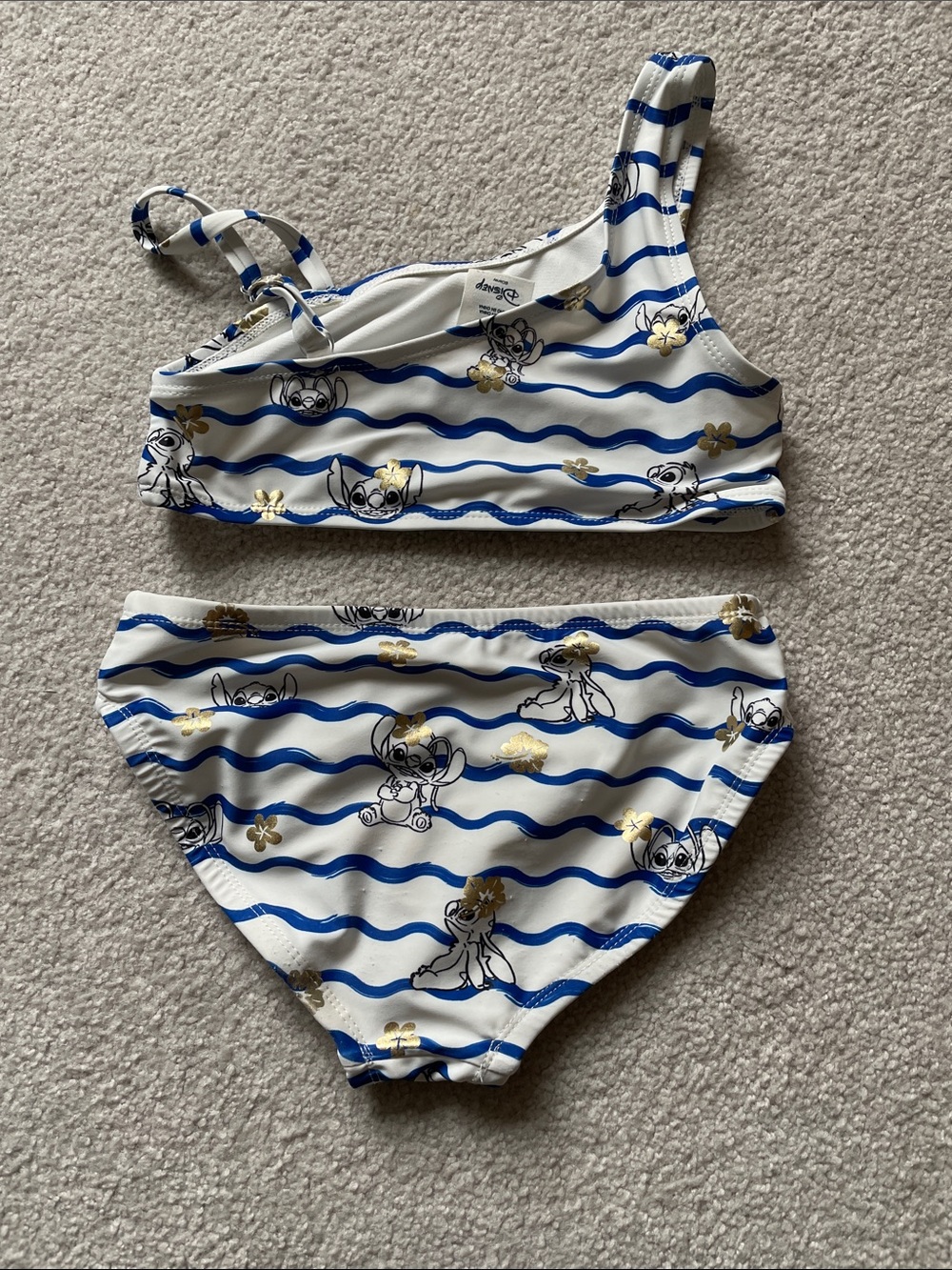 Disney Blue & White Wave Stripe Lilo & Stitch Girls Two-Piece Bikini - Picture 5 of 7